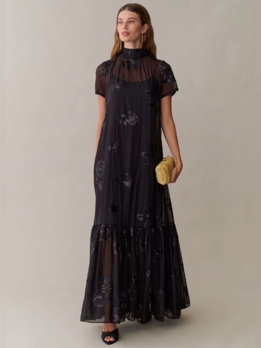 Few Moda Black Sequined Maxi Dress